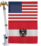 Austria w/Eagle US Friendship - Nationality Flags of the World Vertical Impressions Decorative Flags HG140285 Made In USA