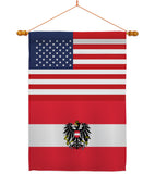 Austria w/Eagle US Friendship - Nationality Flags of the World Vertical Impressions Decorative Flags HG140285 Made In USA