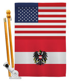 Austria w/Eagle US Friendship - Nationality Flags of the World Vertical Impressions Decorative Flags HG140285 Made In USA