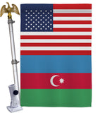 Azerbaijan US Friendship - Nationality Flags of the World Vertical Impressions Decorative Flags HG140287 Made In USA