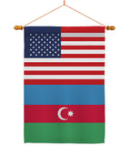 Azerbaijan US Friendship - Nationality Flags of the World Vertical Impressions Decorative Flags HG140287 Made In USA