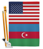 Azerbaijan US Friendship - Nationality Flags of the World Vertical Impressions Decorative Flags HG140287 Made In USA