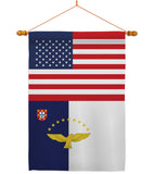Azores US Friendship - Nationality Flags of the World Vertical Impressions Decorative Flags HG140288 Made In USA