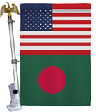 Bangladesh US Friendship - Nationality Flags of the World Vertical Impressions Decorative Flags HG140291 Made In USA