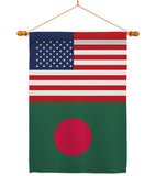 Bangladesh US Friendship - Nationality Flags of the World Vertical Impressions Decorative Flags HG140291 Made In USA