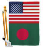 Bangladesh US Friendship - Nationality Flags of the World Vertical Impressions Decorative Flags HG140291 Made In USA