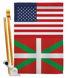 Basque Lands US Friendship - Nationality Flags of the World Vertical Impressions Decorative Flags HG140293 Made In USA