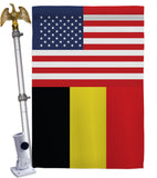 Belgium US Friendship - Nationality Flags of the World Vertical Impressions Decorative Flags HG140296 Made In USA