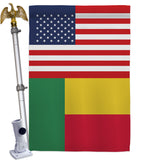 Benin US Friendship - Nationality Flags of the World Vertical Impressions Decorative Flags HG140298 Made In USA