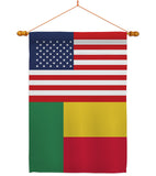 Benin US Friendship - Nationality Flags of the World Vertical Impressions Decorative Flags HG140298 Made In USA