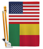 Benin US Friendship - Nationality Flags of the World Vertical Impressions Decorative Flags HG140298 Made In USA