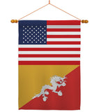 Bhutan US Friendship - Nationality Flags of the World Vertical Impressions Decorative Flags HG140300 Made In USA