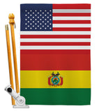 Bolivia US Friendship - Nationality Flags of the World Vertical Impressions Decorative Flags HG140308 Made In USA