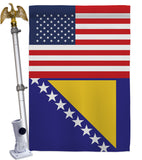 Bosnia-Herzegovina US Friendship - Nationality Flags of the World Vertical Impressions Decorative Flags HG140310 Made In USA