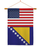 Bosnia-Herzegovina US Friendship - Nationality Flags of the World Vertical Impressions Decorative Flags HG140310 Made In USA