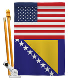Bosnia-Herzegovina US Friendship - Nationality Flags of the World Vertical Impressions Decorative Flags HG140310 Made In USA