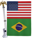 Brazil US Friendship - Nationality Flags of the World Vertical Impressions Decorative Flags HG140320 Made In USA