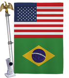 Brazil US Friendship - Nationality Flags of the World Vertical Impressions Decorative Flags HG140320 Made In USA