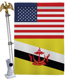 Brunei US Friendship - Nationality Flags of the World Vertical Impressions Decorative Flags HG140322 Made In USA