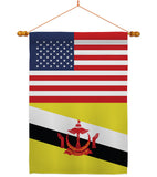 Brunei US Friendship - Nationality Flags of the World Vertical Impressions Decorative Flags HG140322 Made In USA