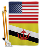 Brunei US Friendship - Nationality Flags of the World Vertical Impressions Decorative Flags HG140322 Made In USA
