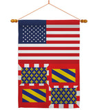 Burgundy US Friendship - Nationality Flags of the World Vertical Impressions Decorative Flags HG140325 Made In USA