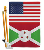 Burundi US Friendship - Nationality Flags of the World Vertical Impressions Decorative Flags HG140326 Made In USA