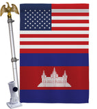 Cambodia US Friendship - Nationality Flags of the World Vertical Impressions Decorative Flags HG140327 Made In USA