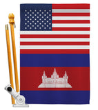 Cambodia US Friendship - Nationality Flags of the World Vertical Impressions Decorative Flags HG140327 Made In USA