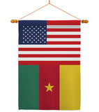 Cameroon US Friendship - Nationality Flags of the World Vertical Impressions Decorative Flags HG140328 Made In USA