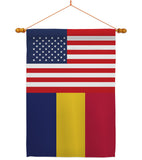 Chad US Friendship - Nationality Flags of the World Vertical Impressions Decorative Flags HG140334 Made In USA