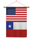 Chile US Friendship - Nationality Flags of the World Vertical Impressions Decorative Flags HG140335 Made In USA