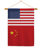 China US Friendship - Nationality Flags of the World Vertical Impressions Decorative Flags HG140336 Made In USA