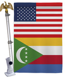 Comoros US Friendship - Nationality Flags of the World Vertical Impressions Decorative Flags HG140340 Made In USA