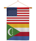 Comoros US Friendship - Nationality Flags of the World Vertical Impressions Decorative Flags HG140340 Made In USA