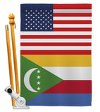 Comoros US Friendship - Nationality Flags of the World Vertical Impressions Decorative Flags HG140340 Made In USA