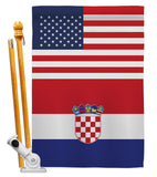 Croatia US Friendship - Nationality Flags of the World Vertical Impressions Decorative Flags HG140349 Made In USA