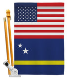 Curacao US Friendship - Nationality Flags of the World Vertical Impressions Decorative Flags HG140351 Made In USA