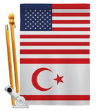 Cyprus Northern US Friendship - Nationality Flags of the World Vertical Impressions Decorative Flags HG140356 Made In USA