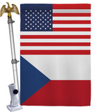 Czech Republic US Friendship - Nationality Flags of the World Vertical Impressions Decorative Flags HG140357 Made In USA