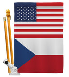 Czech Republic US Friendship - Nationality Flags of the World Vertical Impressions Decorative Flags HG140357 Made In USA