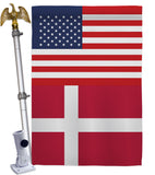 Denmark US Friendship - Nationality Flags of the World Vertical Impressions Decorative Flags HG140358 Made In USA