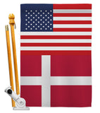 Denmark US Friendship - Nationality Flags of the World Vertical Impressions Decorative Flags HG140358 Made In USA