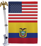 Ecuador US Friendship - Nationality Flags of the World Vertical Impressions Decorative Flags HG140365 Made In USA