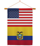 Ecuador US Friendship - Nationality Flags of the World Vertical Impressions Decorative Flags HG140365 Made In USA