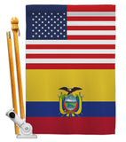 Ecuador US Friendship - Nationality Flags of the World Vertical Impressions Decorative Flags HG140365 Made In USA