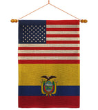 Ecuador US Friendship - Nationality Flags of the World Vertical Impressions Decorative Flags HG140365 Made In USA