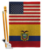 Ecuador US Friendship - Nationality Flags of the World Vertical Impressions Decorative Flags HG140365 Made In USA