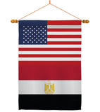 Egypt US Friendship - Nationality Flags of the World Vertical Impressions Decorative Flags HG140366 Made In USA