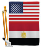 Egypt US Friendship - Nationality Flags of the World Vertical Impressions Decorative Flags HG140366 Made In USA